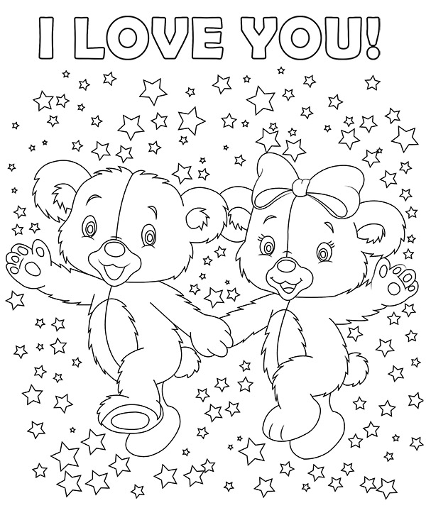 I love you coloring page valentines day