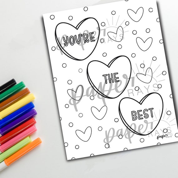 Candy heart coloring page valentines day coloring page printable coloring page kids coloring page