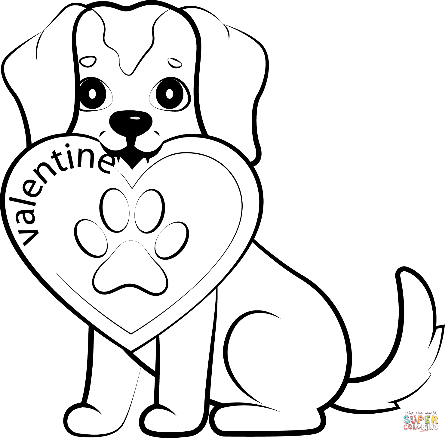 Valentines puppy coloring page free printable coloring pages