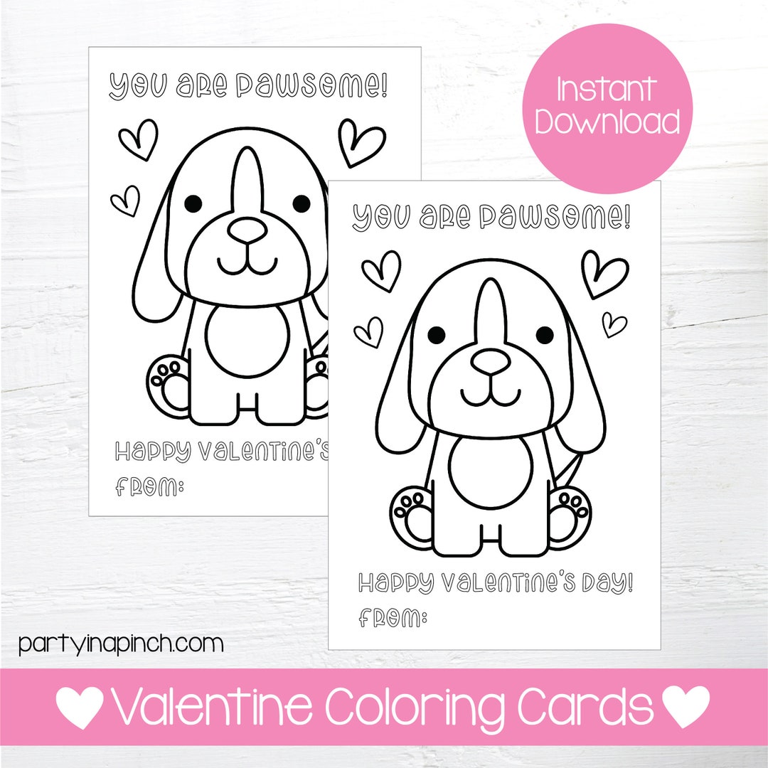 Puppy valentine coloring pages puppy valentine valentines day dog coloring printable coloring card instant download digital