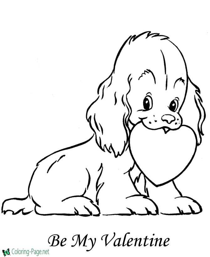 Puppy dog valentines day coloring pages