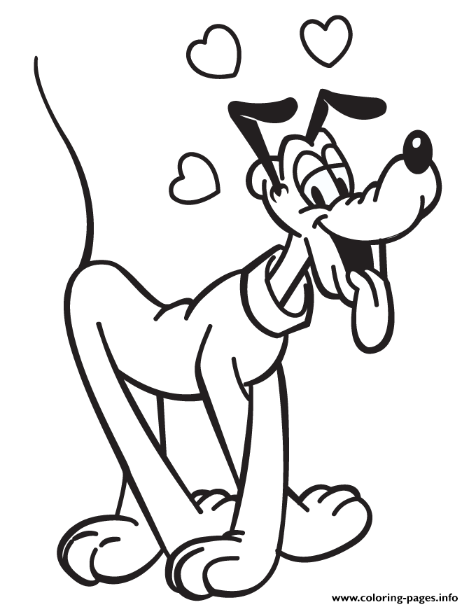 Pluto dog valentine coloring page printable