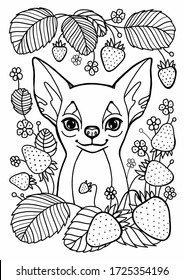 Coloring page lovely dog heart valentines stock illustration