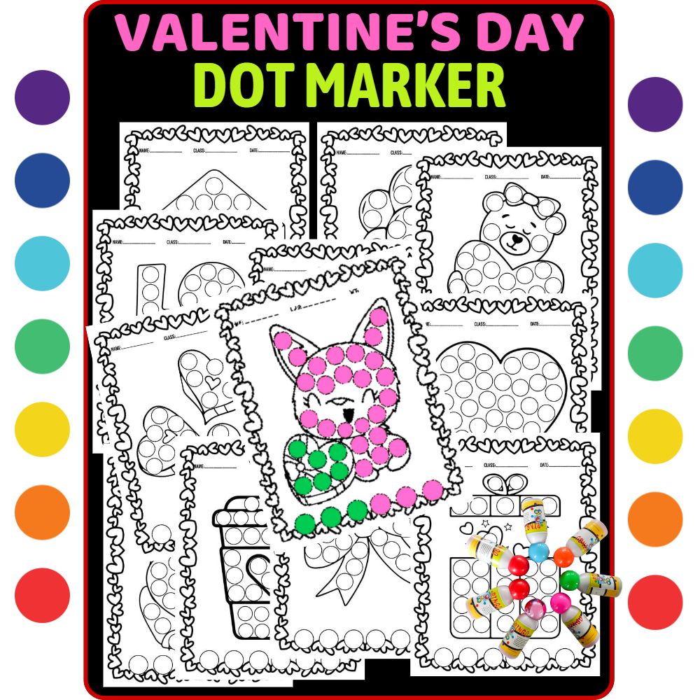 Valentines day dot markers coloring book for kidspaint daubers activity made by teachers