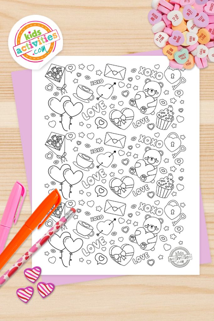 I heart these adorable free valentine doodles you can print color kids activities blog