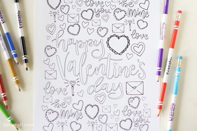 Valentines day coloring page â liz on call