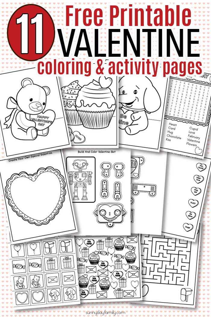 Free printable valentine coloring pages activity sheets for kids sunny day family