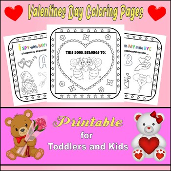 Valentines day coloring pages printable for toddlers and kids tpt