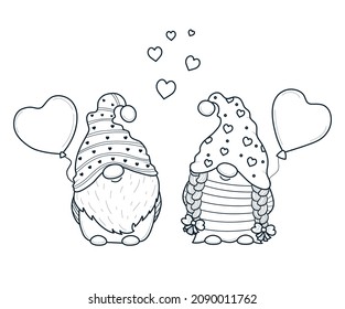 Dibujo lindo de valentine gnomes con vector de stock libre de regalãas