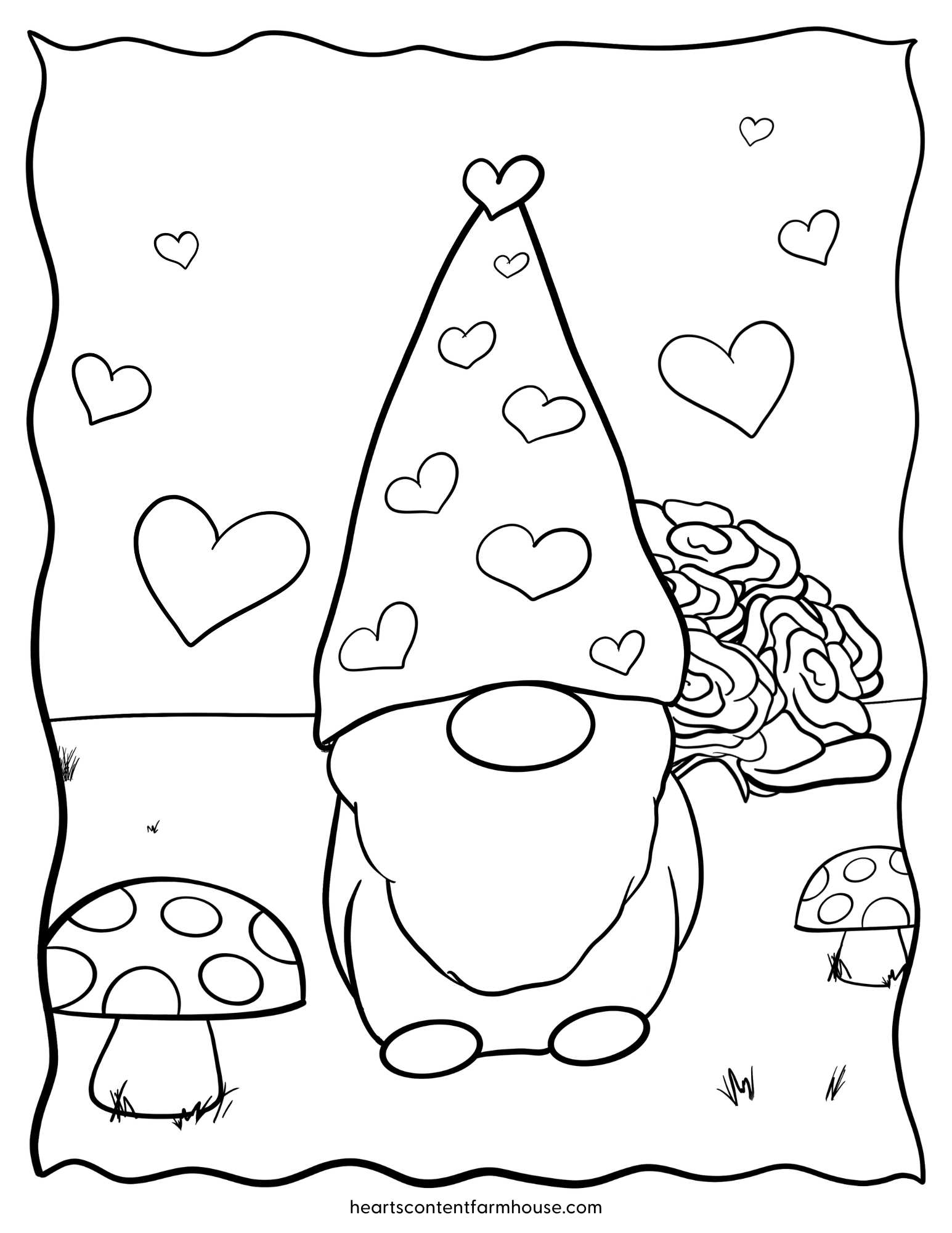 Cute valentine gnome coloring pages to print for endless fun