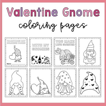 Valentines day gnomes coloring pages by learnwithmsp tpt