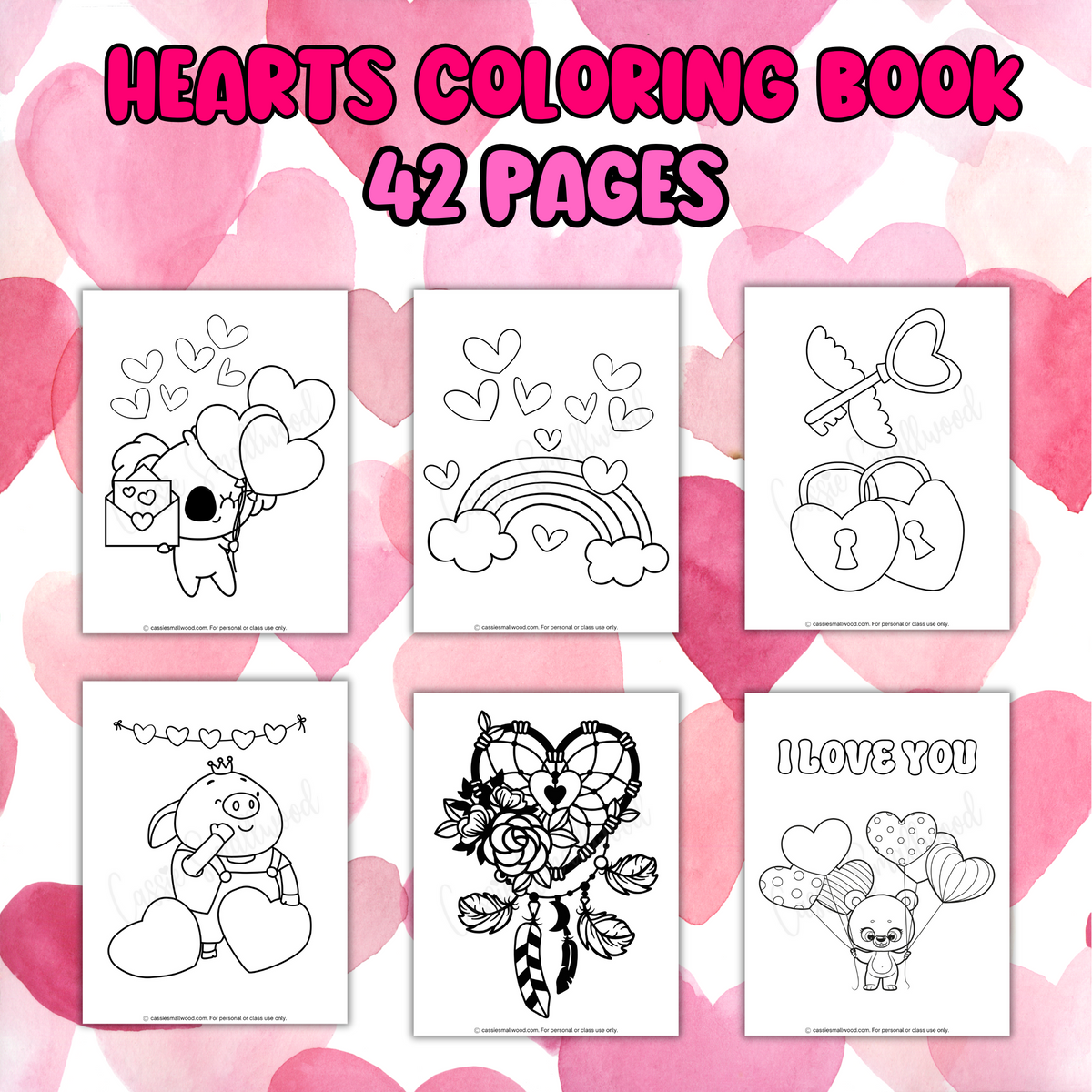 Printable heart coloring book pages â cassie smallwood