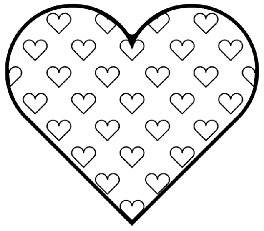 Valentines hearts in hearts coloring page