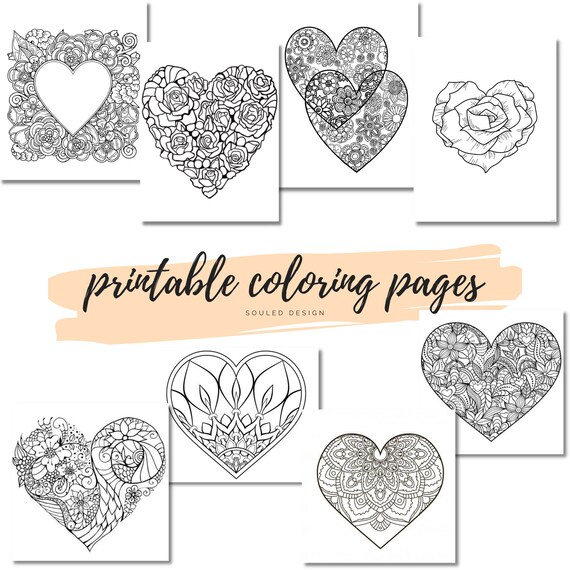 Printable valentines heart coloring pages