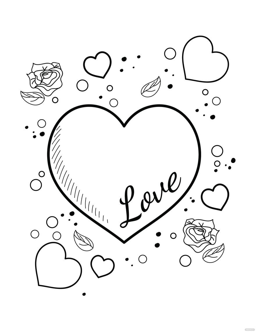 Free valentine heart coloring page