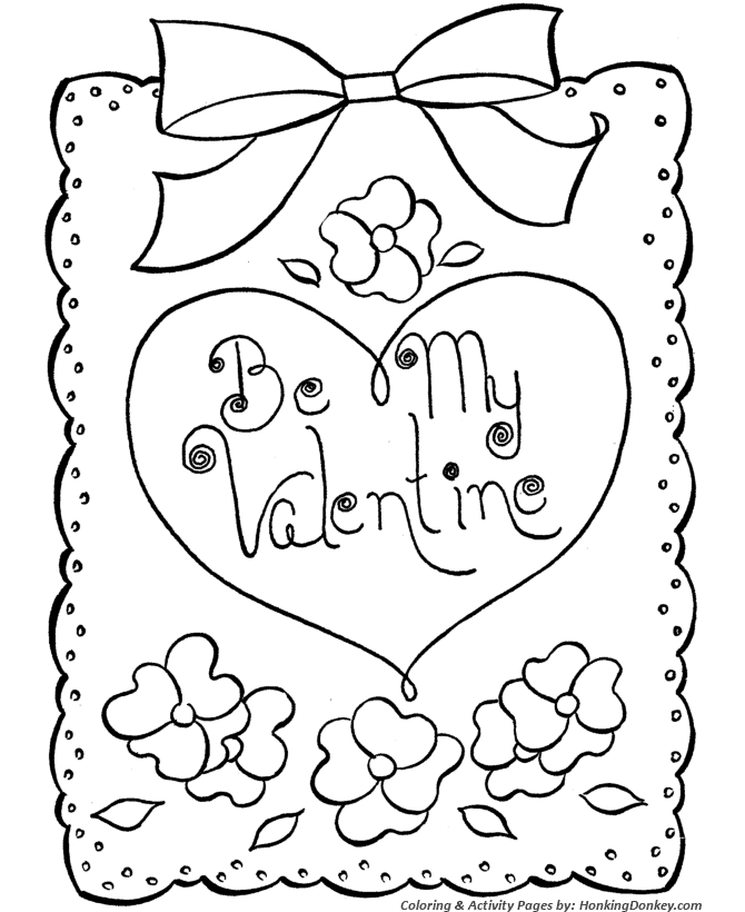 Valentines day cards coloring pages