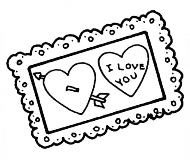 I love you valentines card coloring page