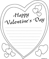 Valentine heart shape letter paper coloring sheet