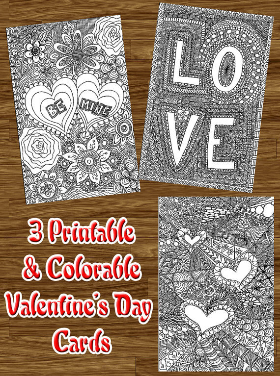 Valentines day card coloring pages