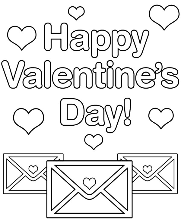 Happy valentines day coloring picture to print