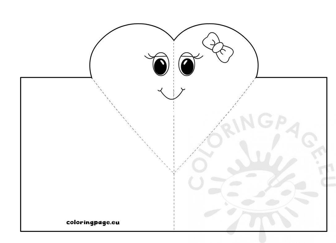 Make a valentine pop up heart card coloring page