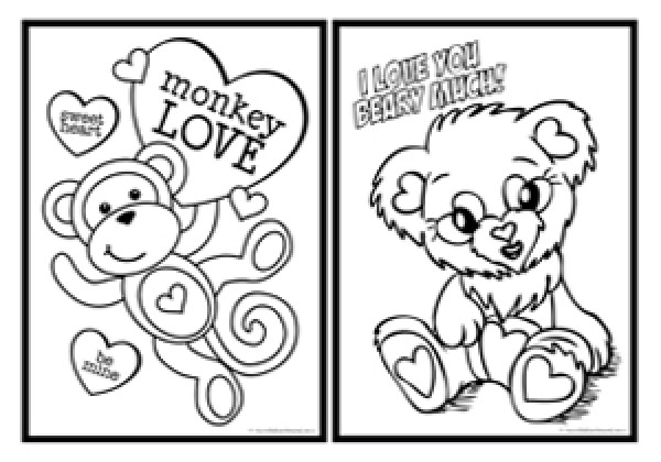 Valentines day colouring pages