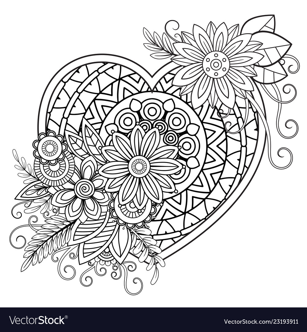 Valentines day coloring page royalty free vector image