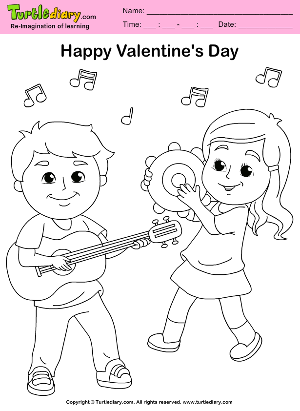 Friends playing music coloring sheet turtle diary