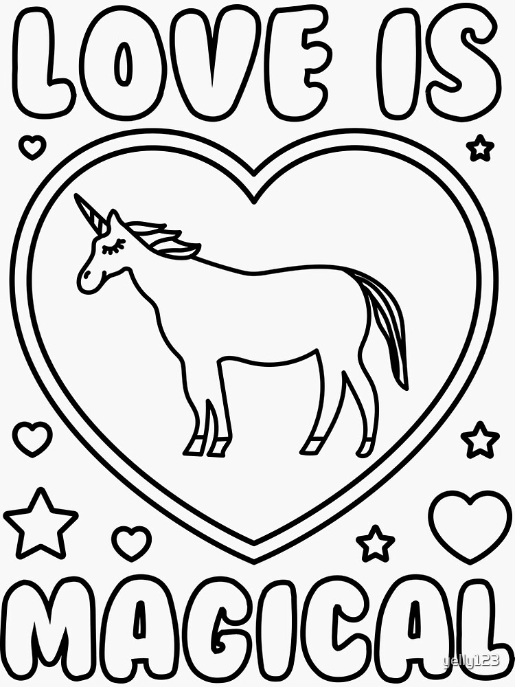 Easy valentine crafts unicorn valentines day coloring pages sticker for sale by yelly