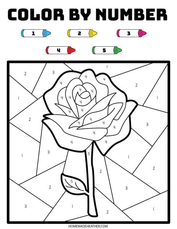 Free valentine color by number printables homemade heather