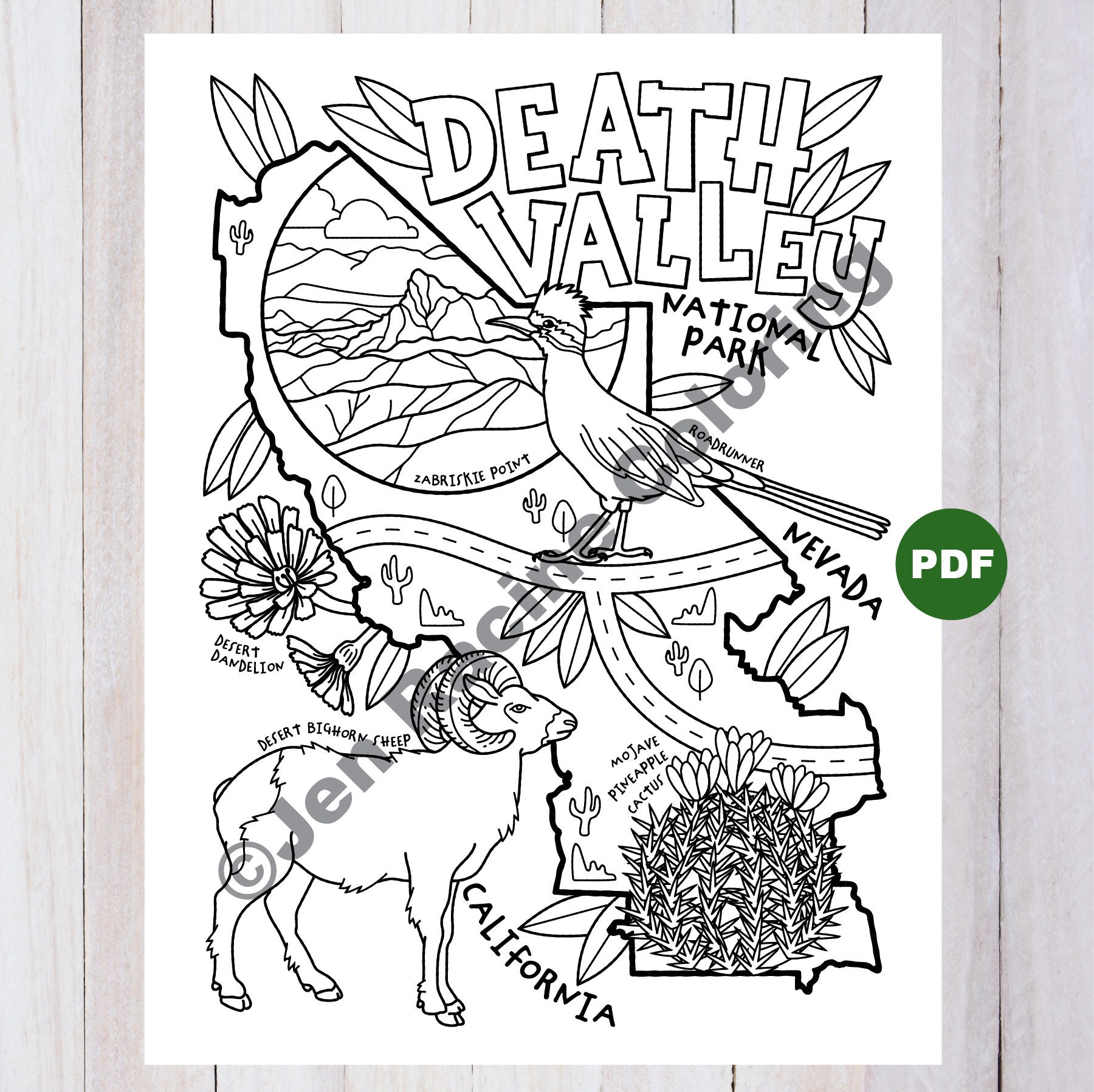 Death valley national park coloring page