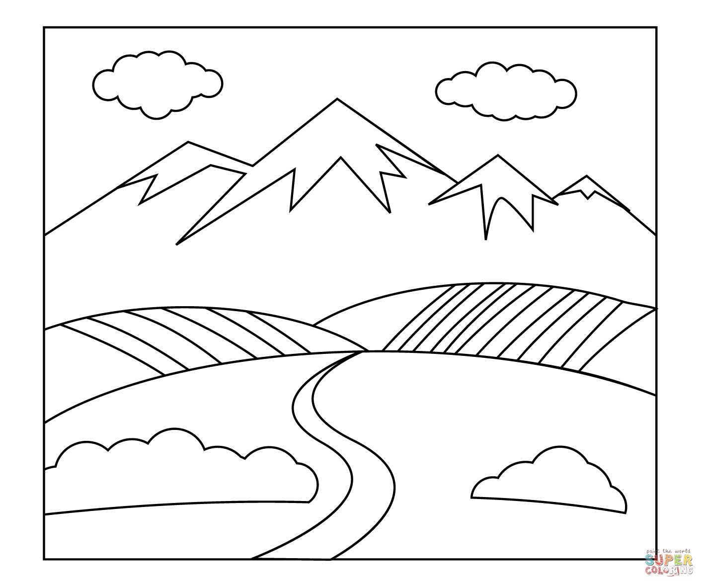 Valley coloring page free printable coloring pages