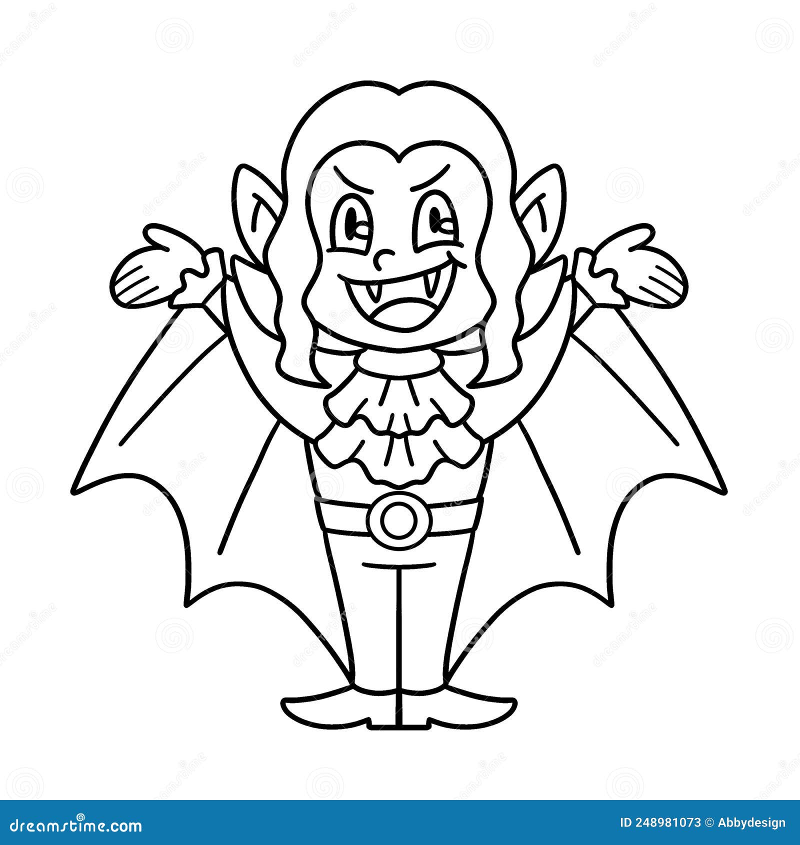 Girl vampire halloween isolated coloring page stock vector