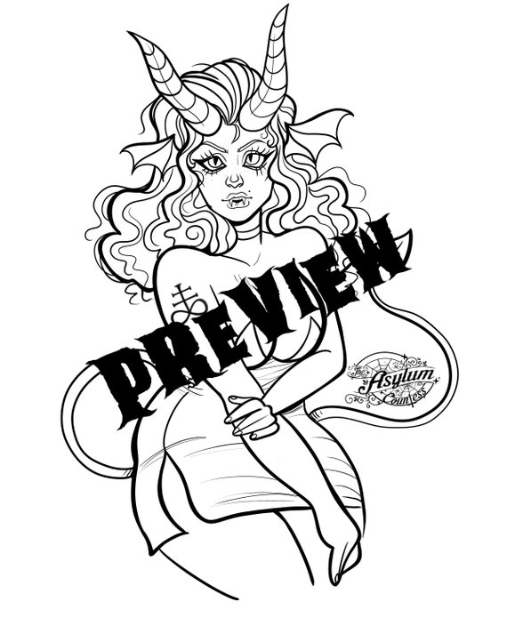 Devil girl coloring page