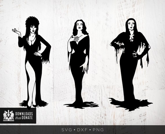 Goth women svg file retro vampira svg elvira svg morticia svg silhouettes of ladies of halloween svg female vampire svg vintage halloween