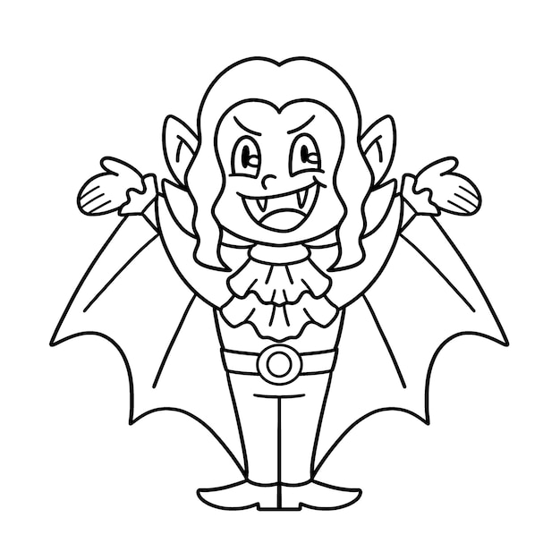 Premium vector girl vampire halloween isolated coloring page