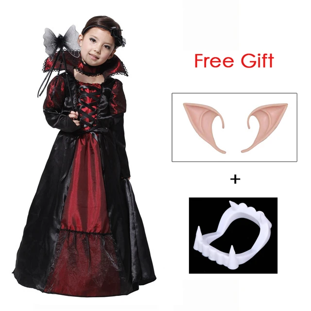 Child kids girls gothic vampira vampire costume deluxe victorian vampiress costumes halloween carnival party fancy dress