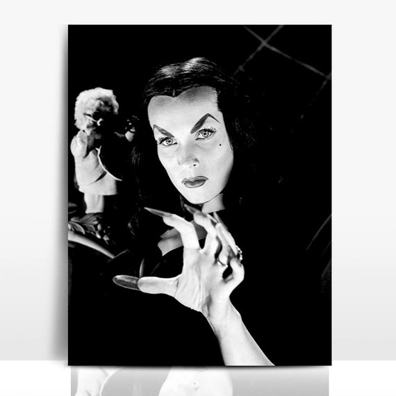 Gothic original actress maila nurmi as vampira reprint monochrome photograph poster