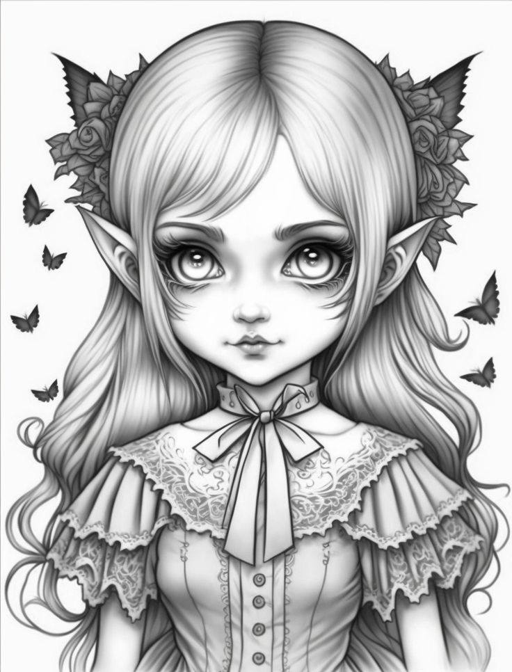 Vampire girl coloring pag for kids and adults coloring pag coloring pag for girls adult coloring page