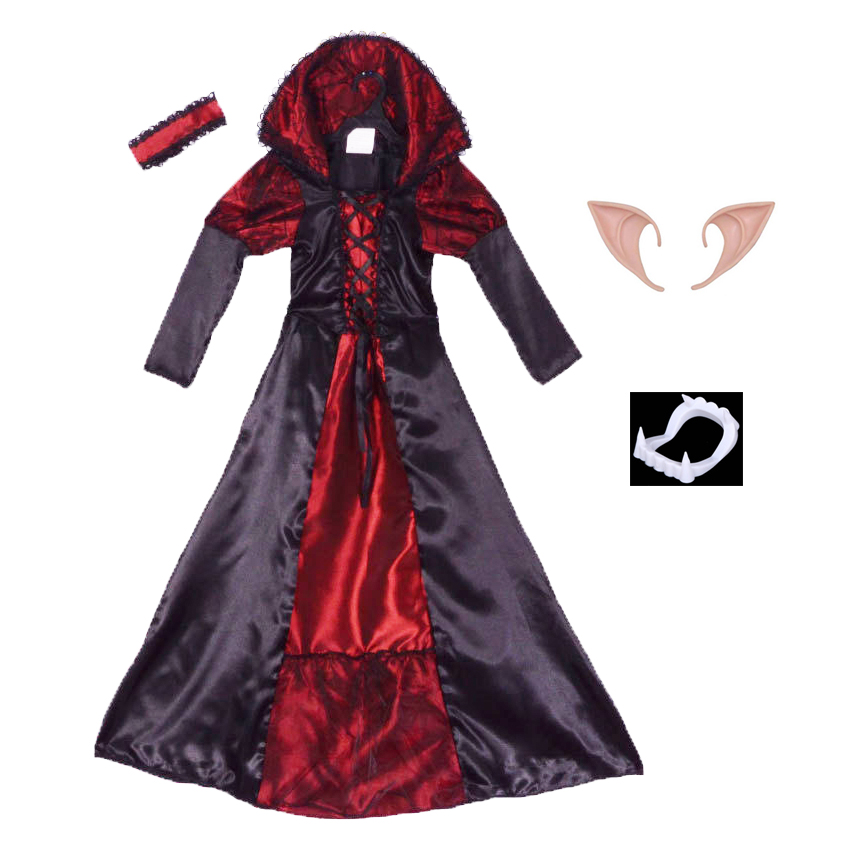 Child kids girls gothic vampira vampire costume deluxe victorian vampiress costumes halloween carnival party fancy dress