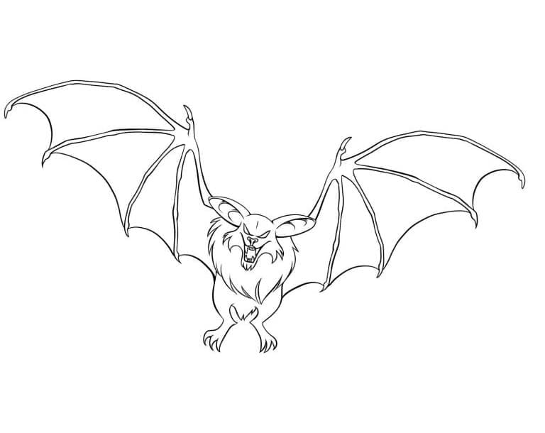 Scary bat coloring page