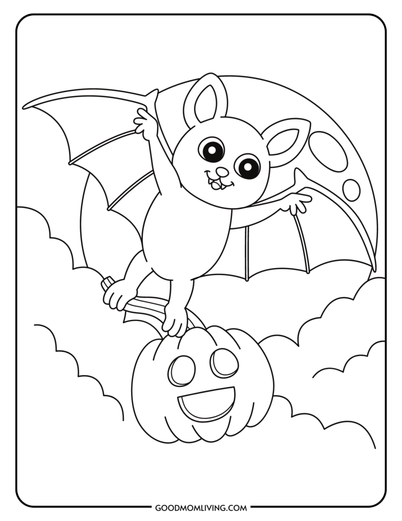 Bat coloring pages for kids free printable