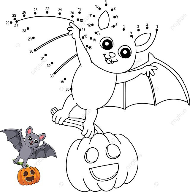 Isolated halloween vampire bat dottodot coloring image colouring book october coloring vector colouring book october coloring png and vector with transparent background for free download