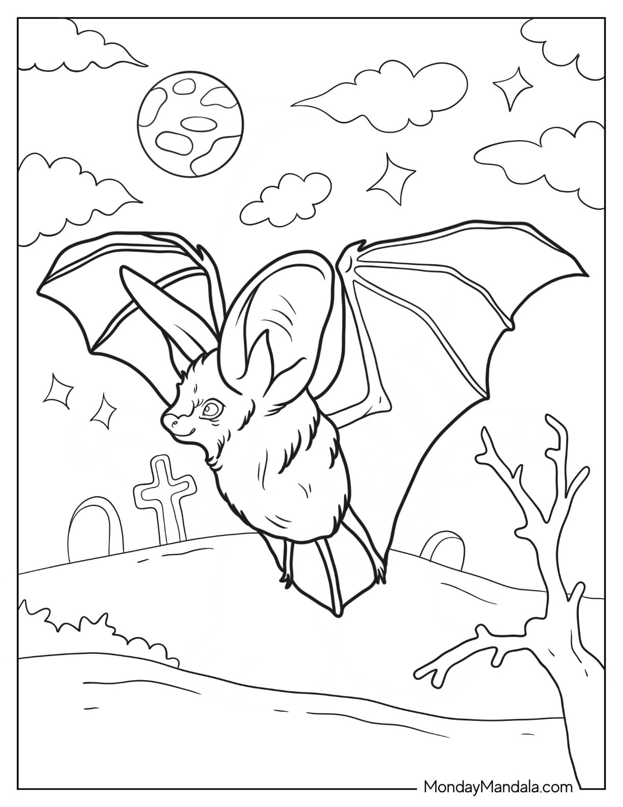 Bat coloring pages free pdf printables