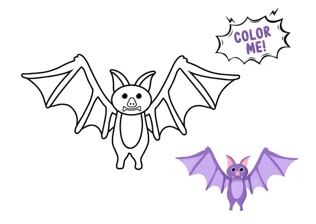 Premium vector childrens cute coloring book with vampire bat illustration