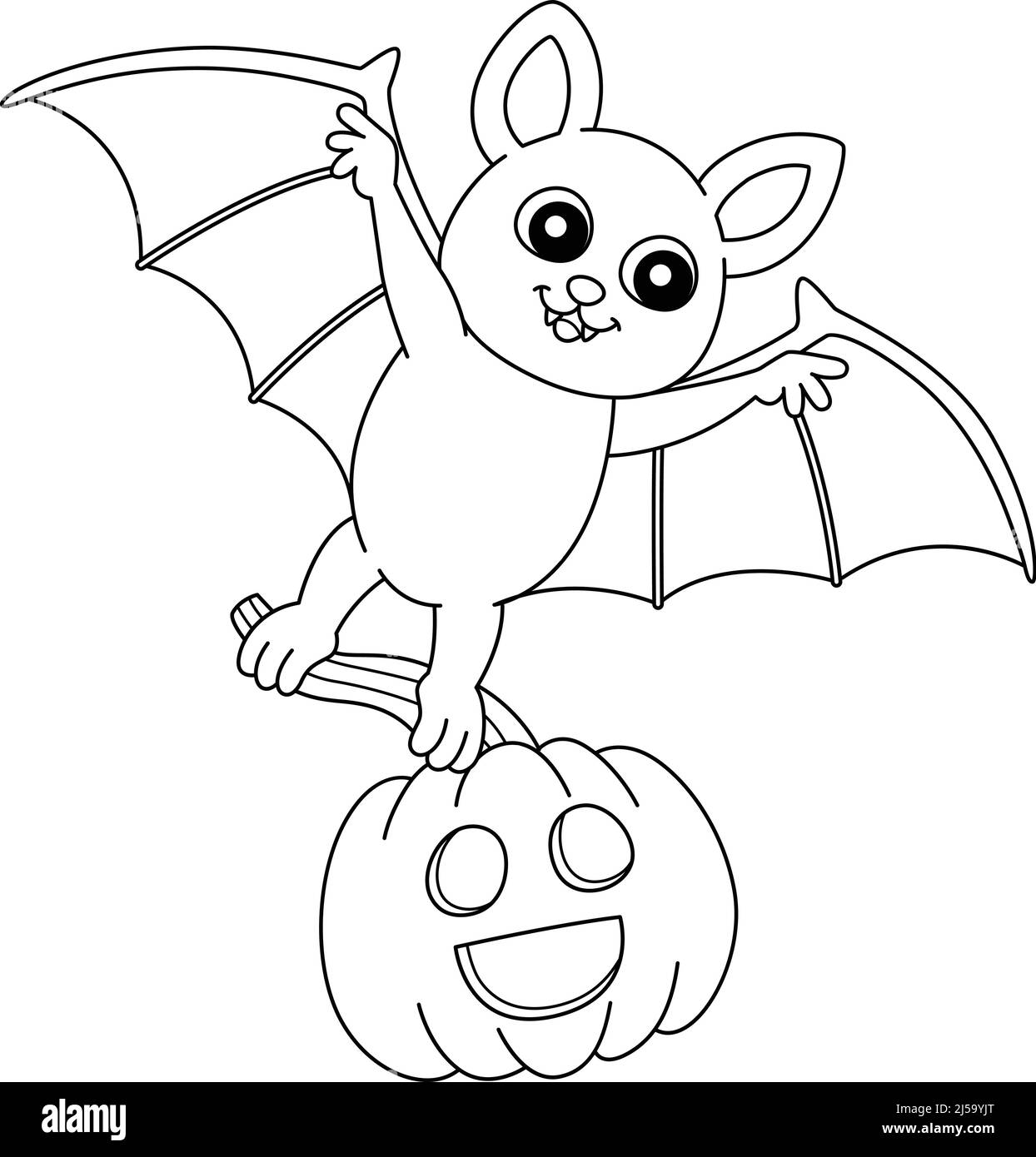 Flying bat halloween coloring page isolated stock vector image art