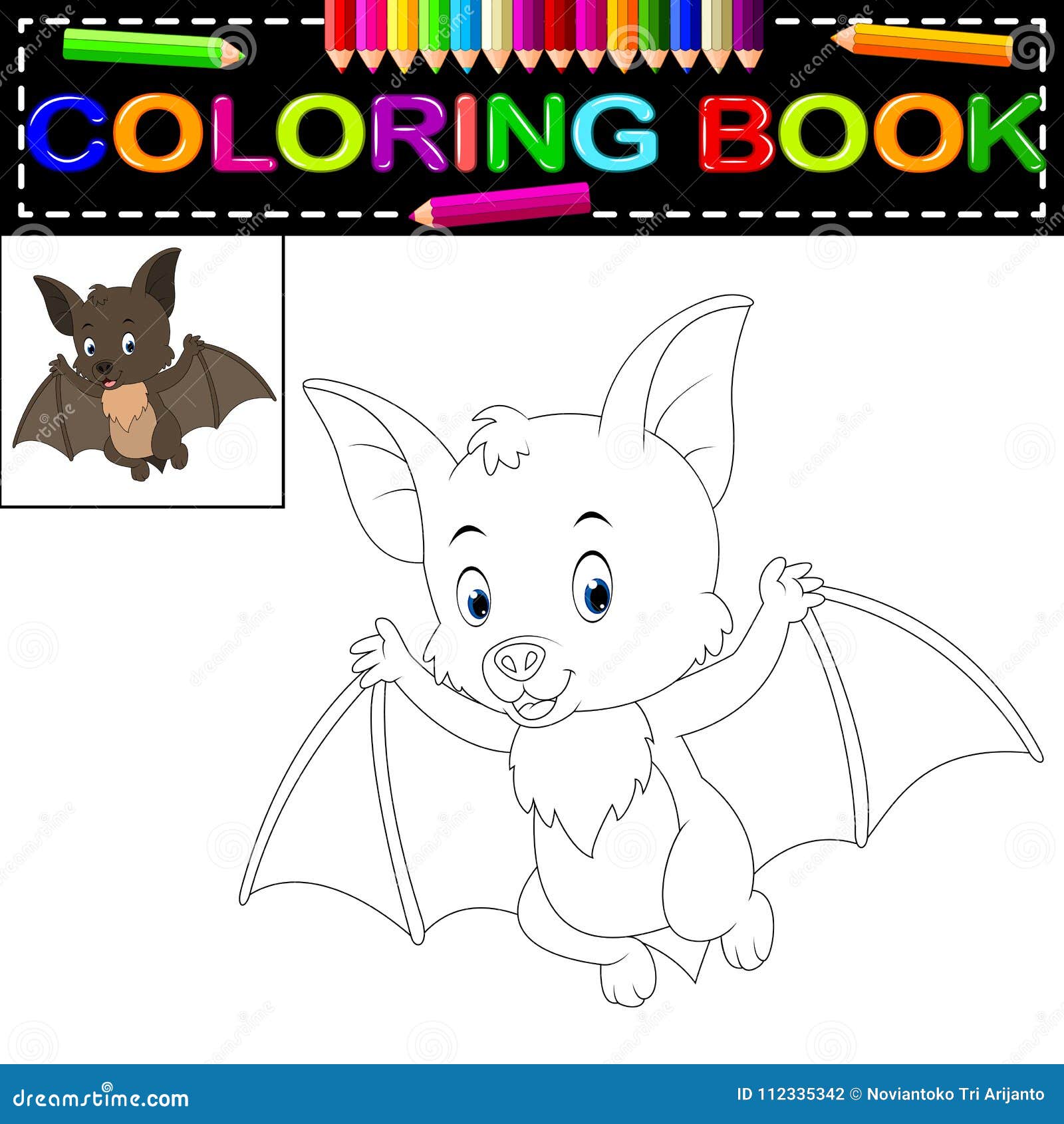 Bat coloring book stock vector illustration of educational