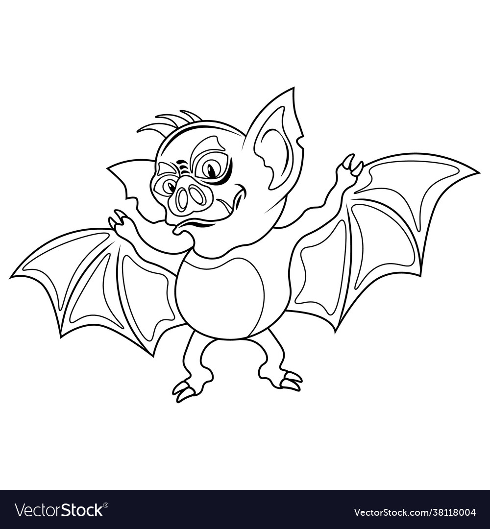 Coloring book vampire bat isolated on a white vector image