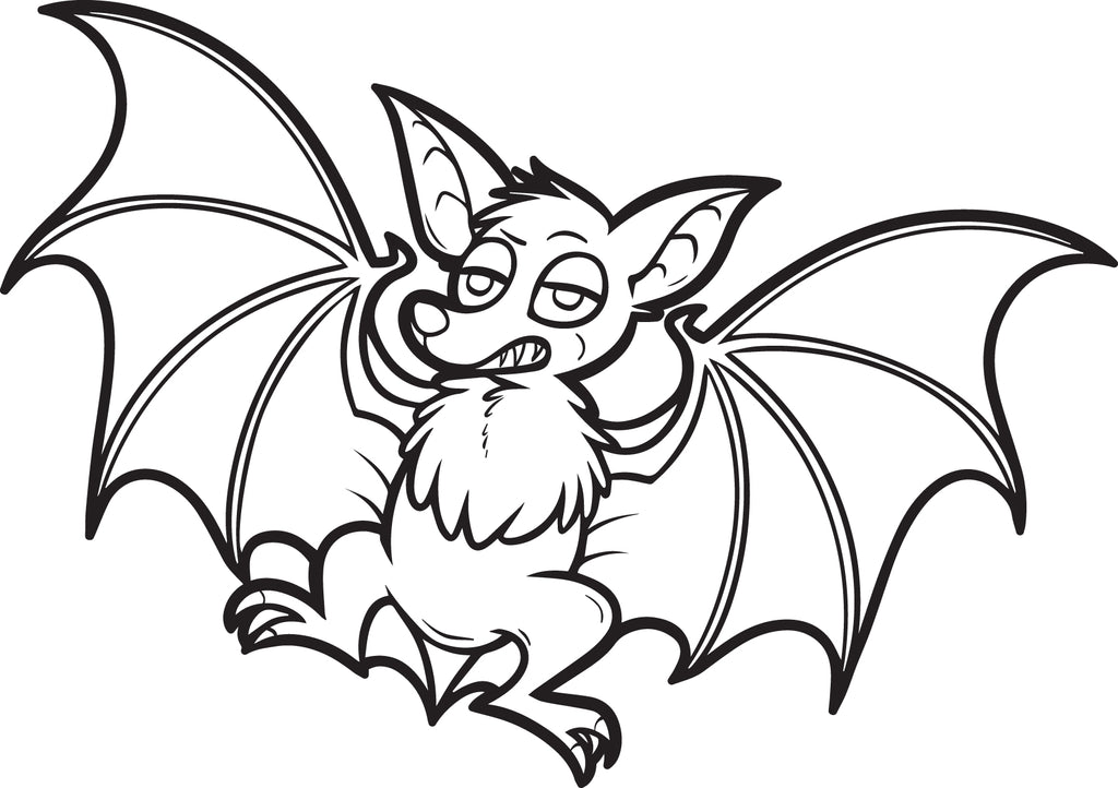 Printable cartoon bat coloring page for kids â