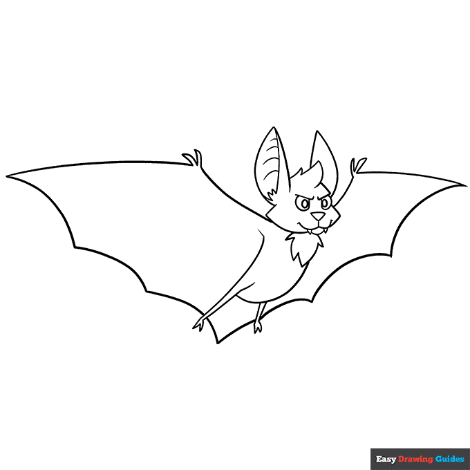 Bat coloring page easy drawing guides